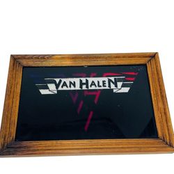 Van Halen MIRROR Glass Carnival Game Prize 9" Eddie Framed Foil Art VINTAGE