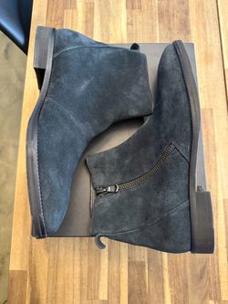 John Varvatos Dark Blue Suede Ankle Boots, Size 12M
