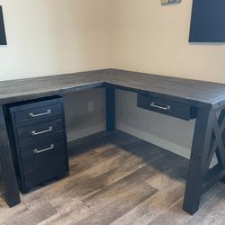 Wood Corner Desk And Cabinet 