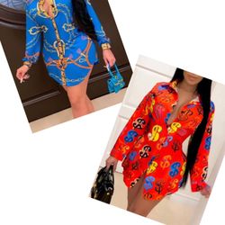 Stylish Turndown Collar Letter Print Button Down Mini Shirt Dress