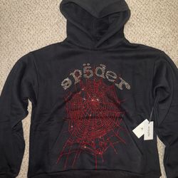Red and black rhinestone Sp5der hoodie size M