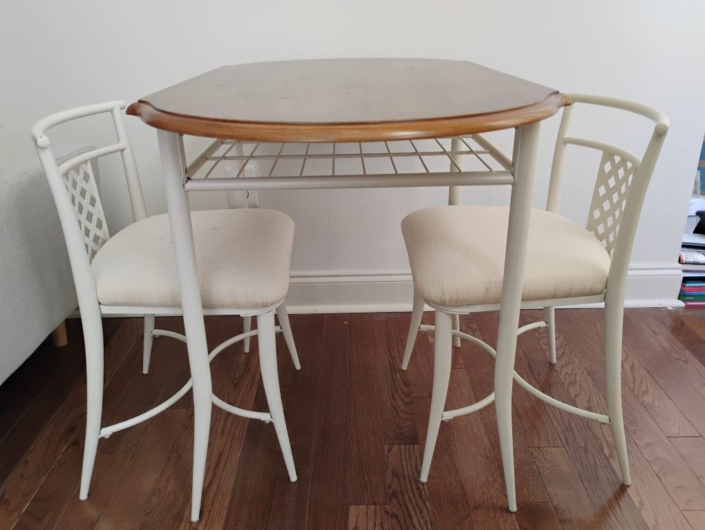 2 Seater Beige Dining Table Set (With Chairs)