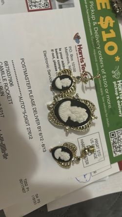 Cameos Broach and 2 Screw-on earrings