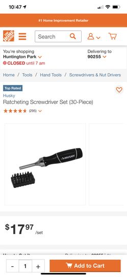 Néw Husky 30-piece Ratcheting Screwdriver Set