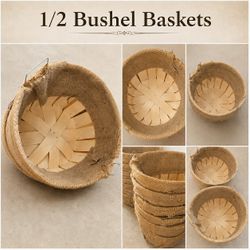 1/2 Bushel Wooden/ Jute Covered Baskets