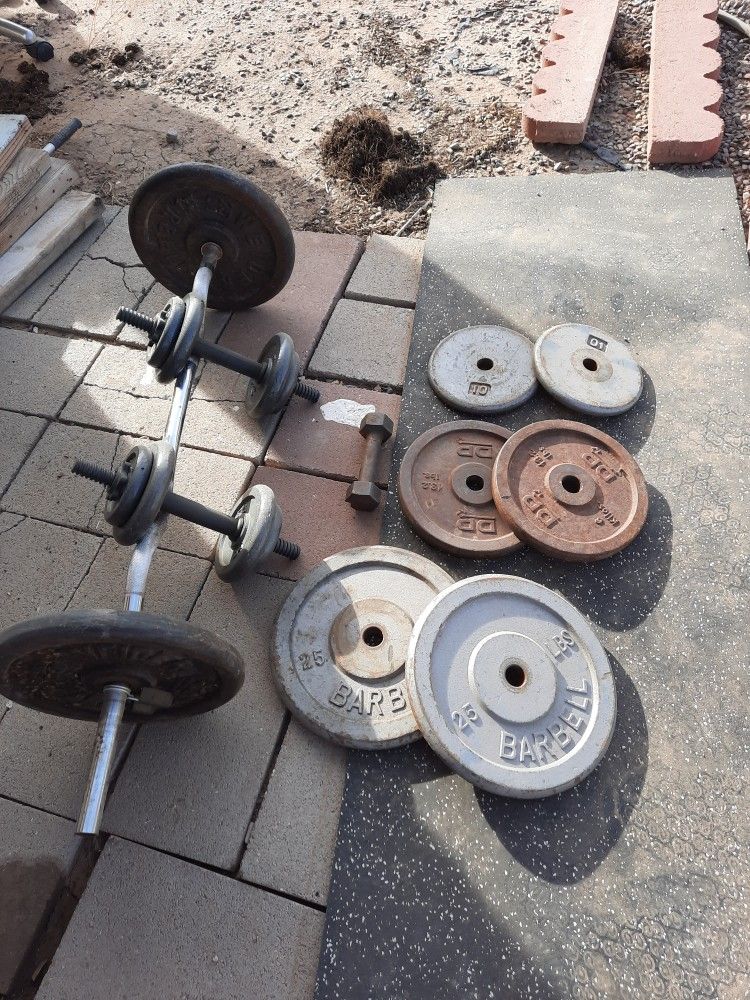180lbs Free Weights, Bench Press and Accesories