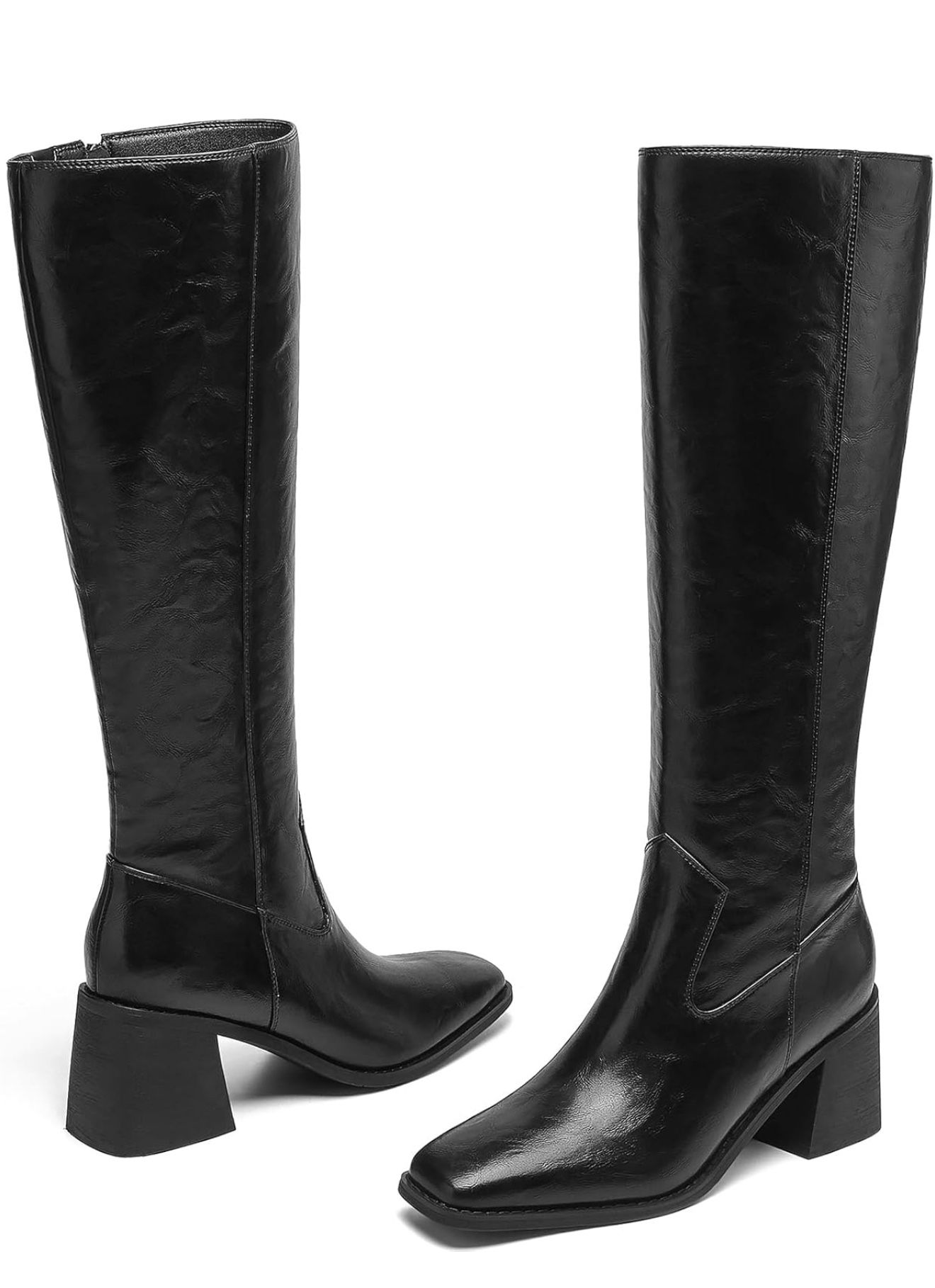 Brand new Women's Knee High Boots with Block Heels β Tall Fashion Boots with Side Zipper, Square Toe Long Boots for Fall Winter size 6.5