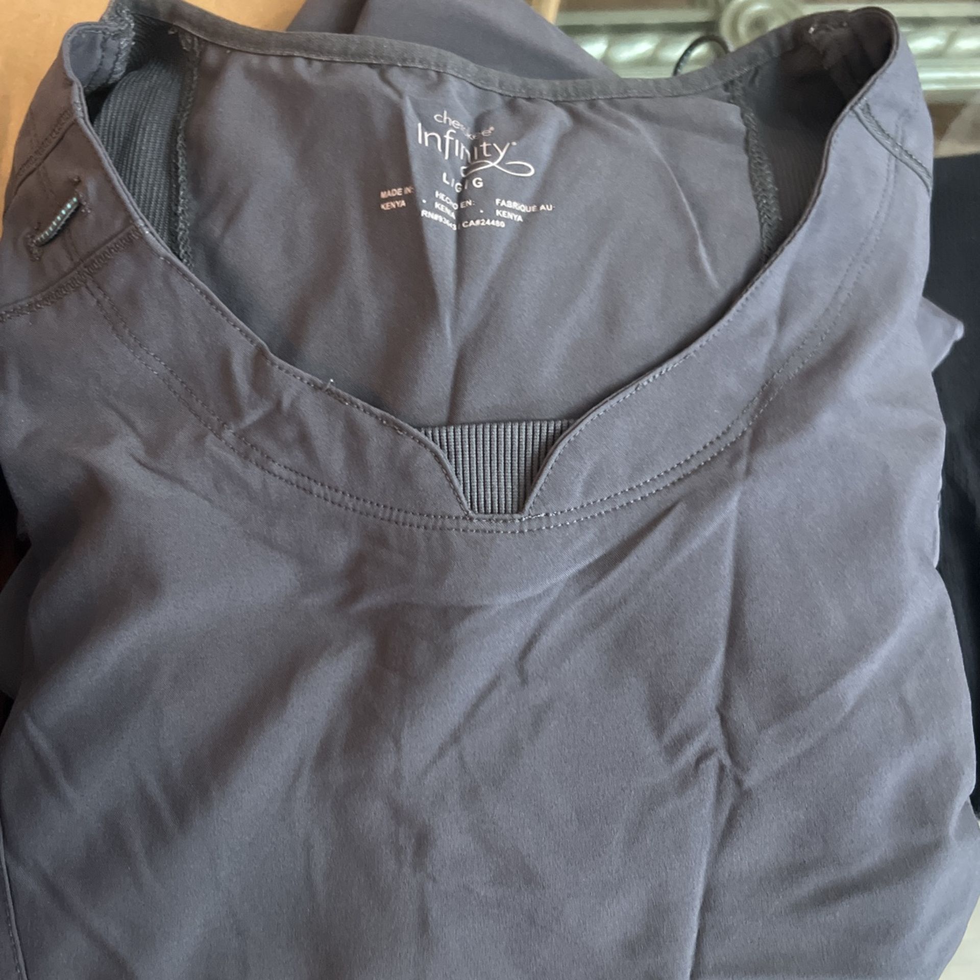 4 Sets Of Scrubs Cherokee Infinity Tops Size L &S Pants