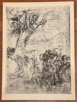 MULTIPLICATION OF LOAVES Giovanni Gian Lorenzo Bernini Vintage Fine Art Print 1940’s Original Italy Italian Printed HILLCREST