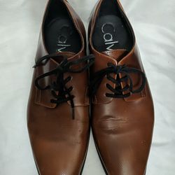 Calvin Klein Ramses Men's Brown Leather Oxford Dress Shoes Size 10