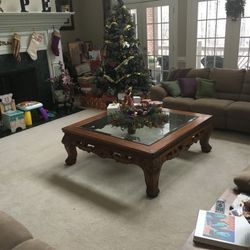 Glass  top hand carved Designer Coffee Table