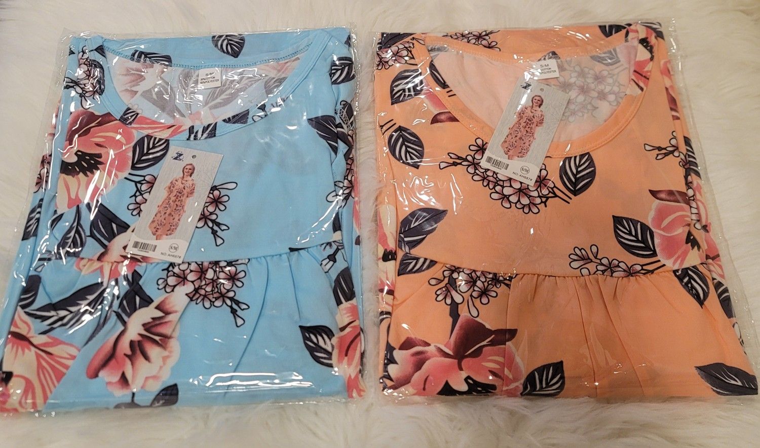 2 PACK NIGHTGOWNS
FOR WOMEN FLARE SHORT
SLEEVE FLORAL SLEEPSHIRTS 
SLEEPWEAR S/M