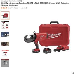 M18 18V Lithium-Ion Cordless FORCE LOGIC 750 MCM Crimper W/(2) Batteries, Charger, Hard Case