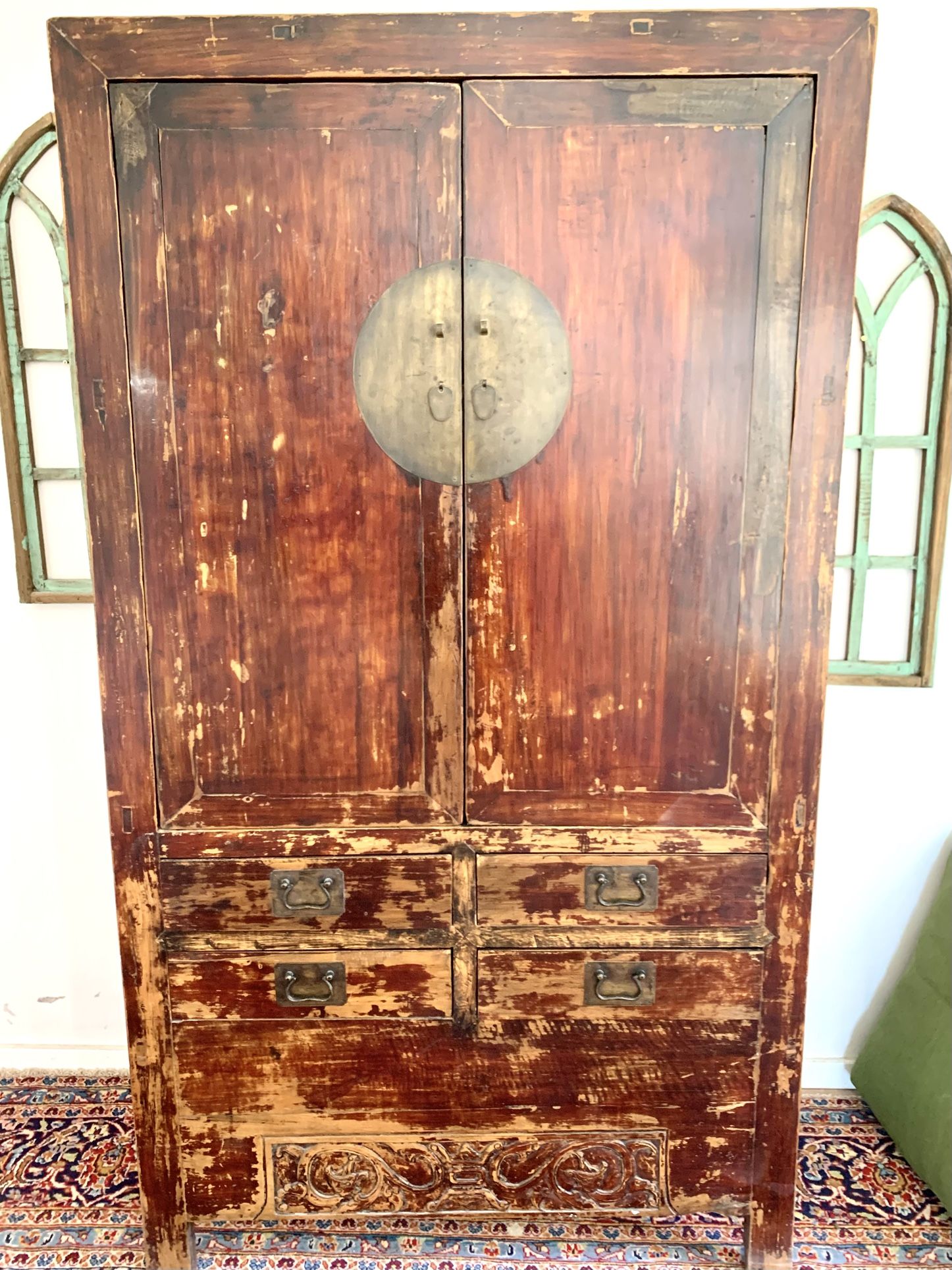 Distressed Asian Armoire
