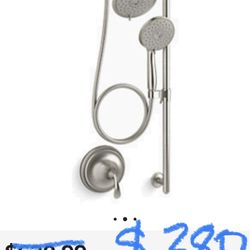 Forte Pressure Balanced Shower System with Shower Head, Hand Shower, Slide Bar, Shower Arm, Hose, and Valve Trim Kohler K-22180