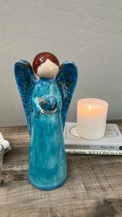 Handcrafted Celestial Elegance: 10-Inch Porcelain Angel Figurine