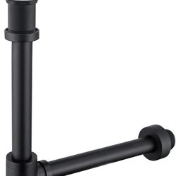 Black Brass Bottle P Trap with Pop Up Drain Stopper Without Overflow,11.81″ Slip Joint Extension Tube Adjustable Bathroom Basin Sink Waste Drain Trap 