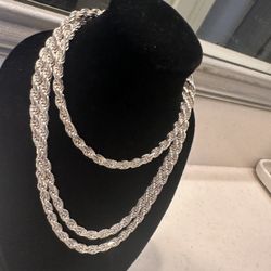 Matching Silver Rope Necklace & bracelet 