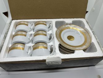 Casa Elite Home Collections demitasse cup and saucer set, designed by M. Valenti in Italy