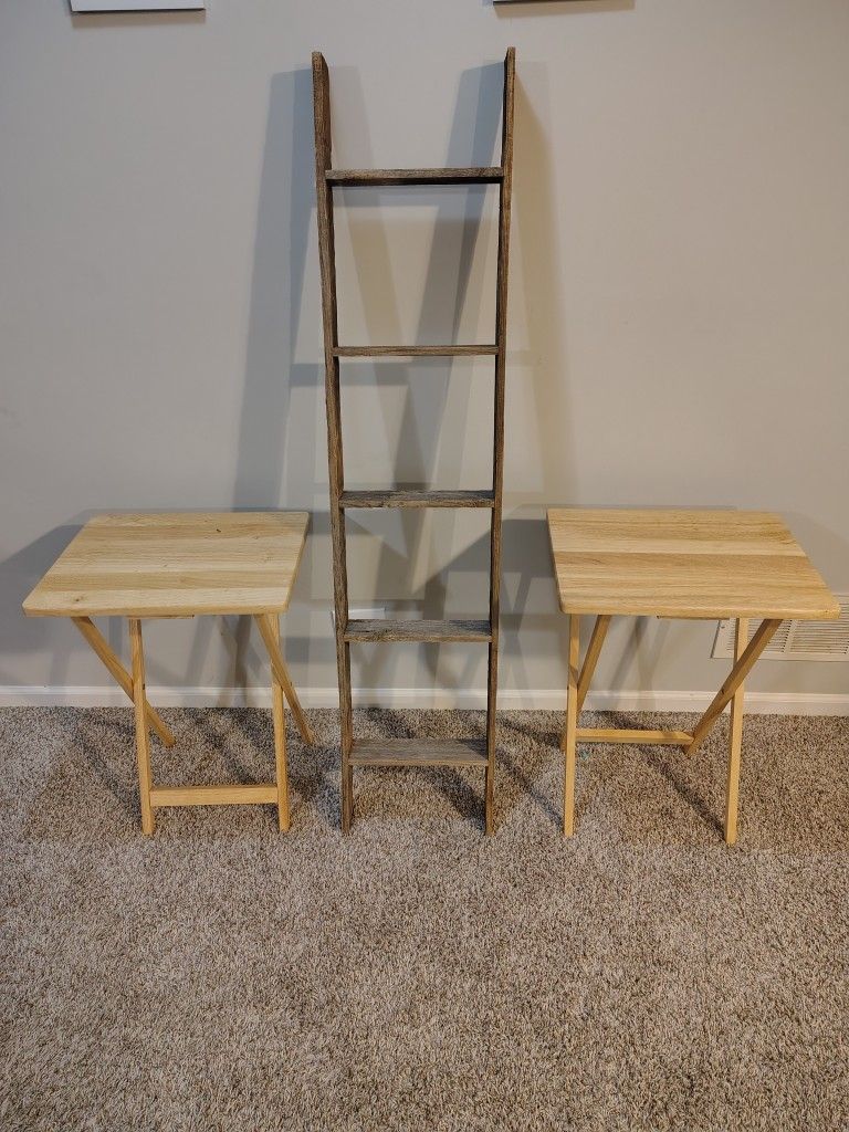 2 Folding Tables 2 Decoration Pieces And A 65 Inch Tv Stand