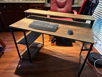 Wood and metal desk.