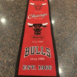 Vintage 8x31 Inch Chicago Bulls Wool Banner Still Has Tags 