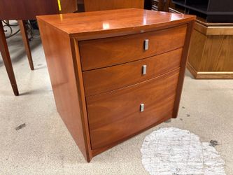 Warm Wood Contemporary Curved Front 3-Drawer Nightstand