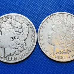 1881 O And 1881 P Morgan Silver Dollars 