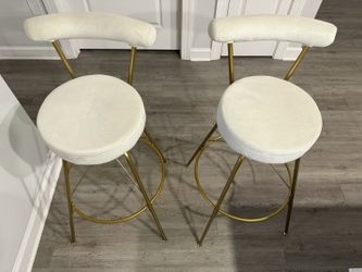 Modern White & Gold Kitchen Island Bar Stools