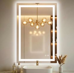 New 36” x 24” LED Bathroom Mirror – Front & Backlit, Anti-Fog, Dimmable 3-Color Vanity Mirror with Memory Function, Shatter-Resistant Glass, Plug-In o