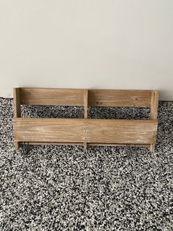 Rustic Wood Wall Shelf with Hooks