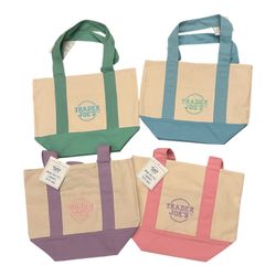 Trader Joe's Mini Canvas Tote Bags Pastel Limited Edition :SET OF 4