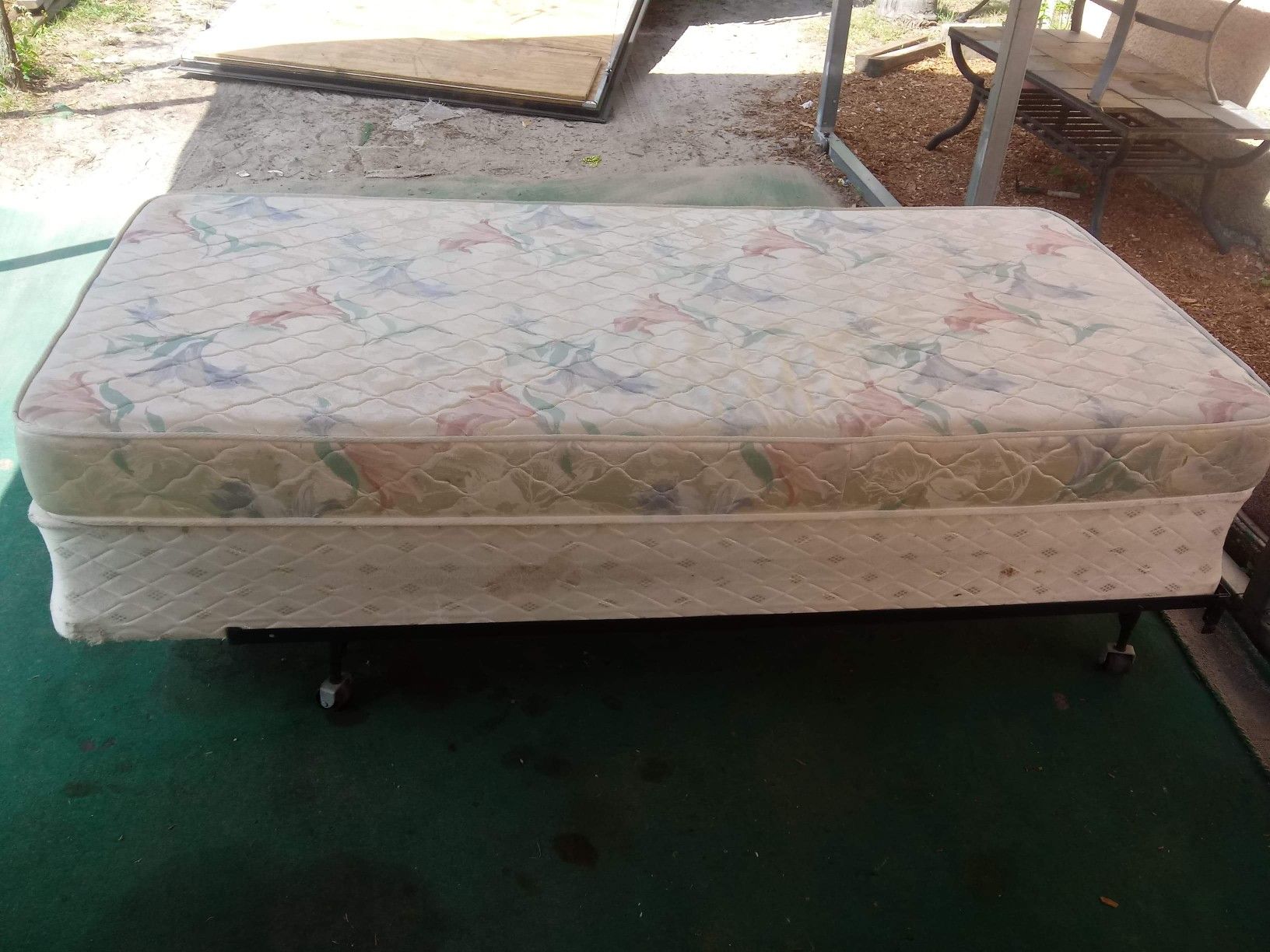 Twin size bed with metal frame