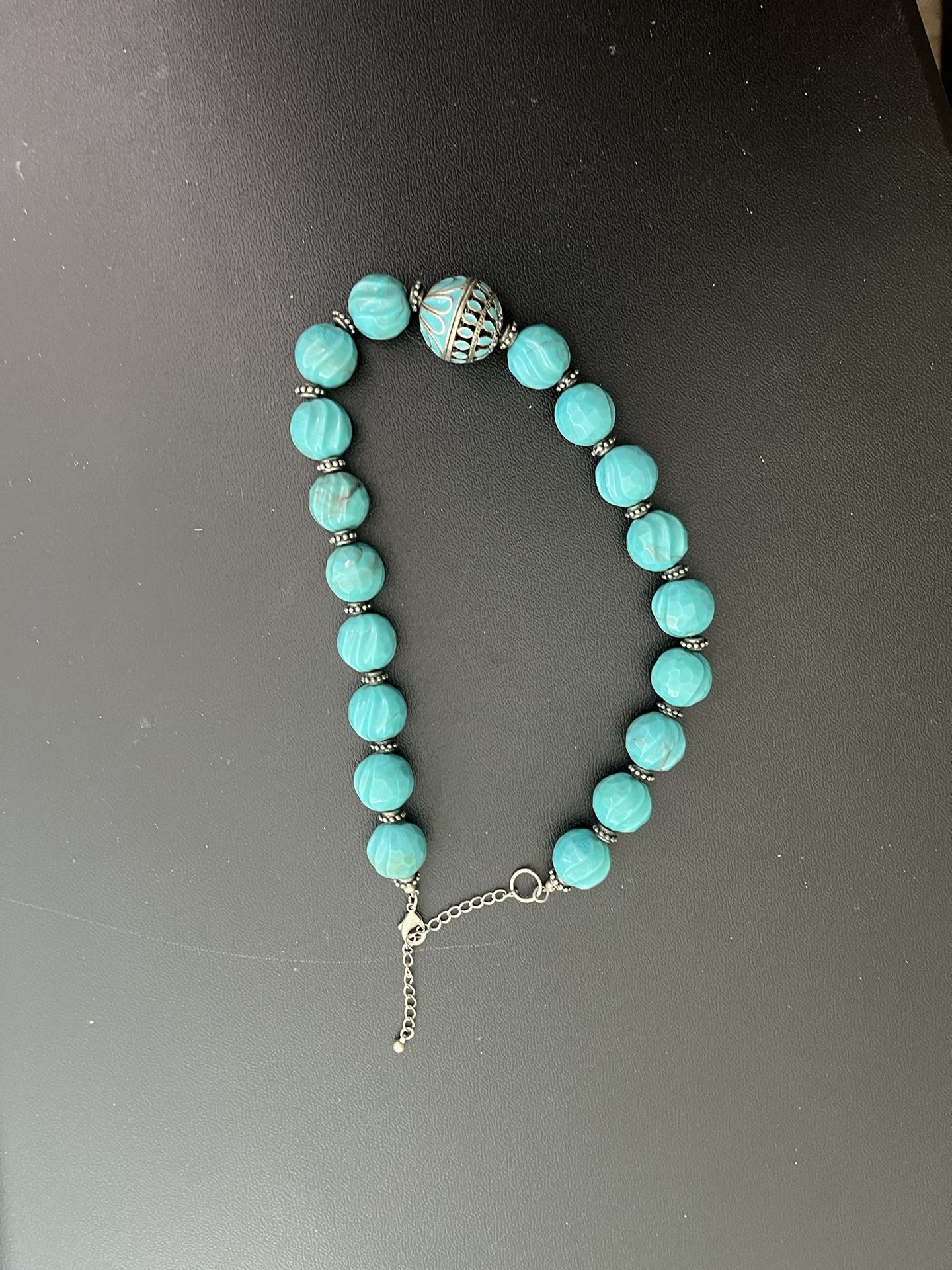 Native American Sterling Silver Turquoise & Navajo Pearl Necklace