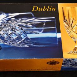 GODINGER SHANNON DUBLIN 14 OZ CRYSTAL ICED BEVERAGE GLASSES - NEW [OPEN BOX]