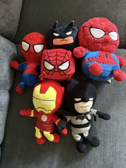Superhero Plush Bundle - Spider-Man, Batman, Iron Man (6 Total!)