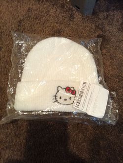 Brand New Hello Kitty Embroidered White Beanie