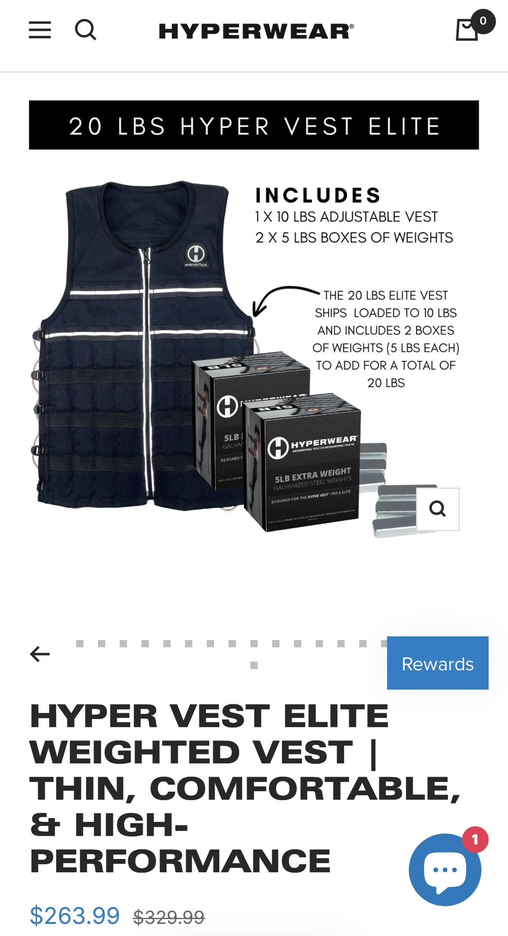 20 LB Hyperwear Elite Weighted Vest in Large