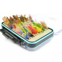 Fly Fishing Box With 64 Flies