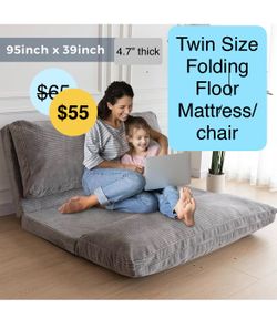 4.7” Folding Sofa Bed, Extra Thick and Long Floor Sofa Convertible Chair with Washable Cover, Floor Couch Lounge Bean Bag Bed for Living Room, Dark Gr