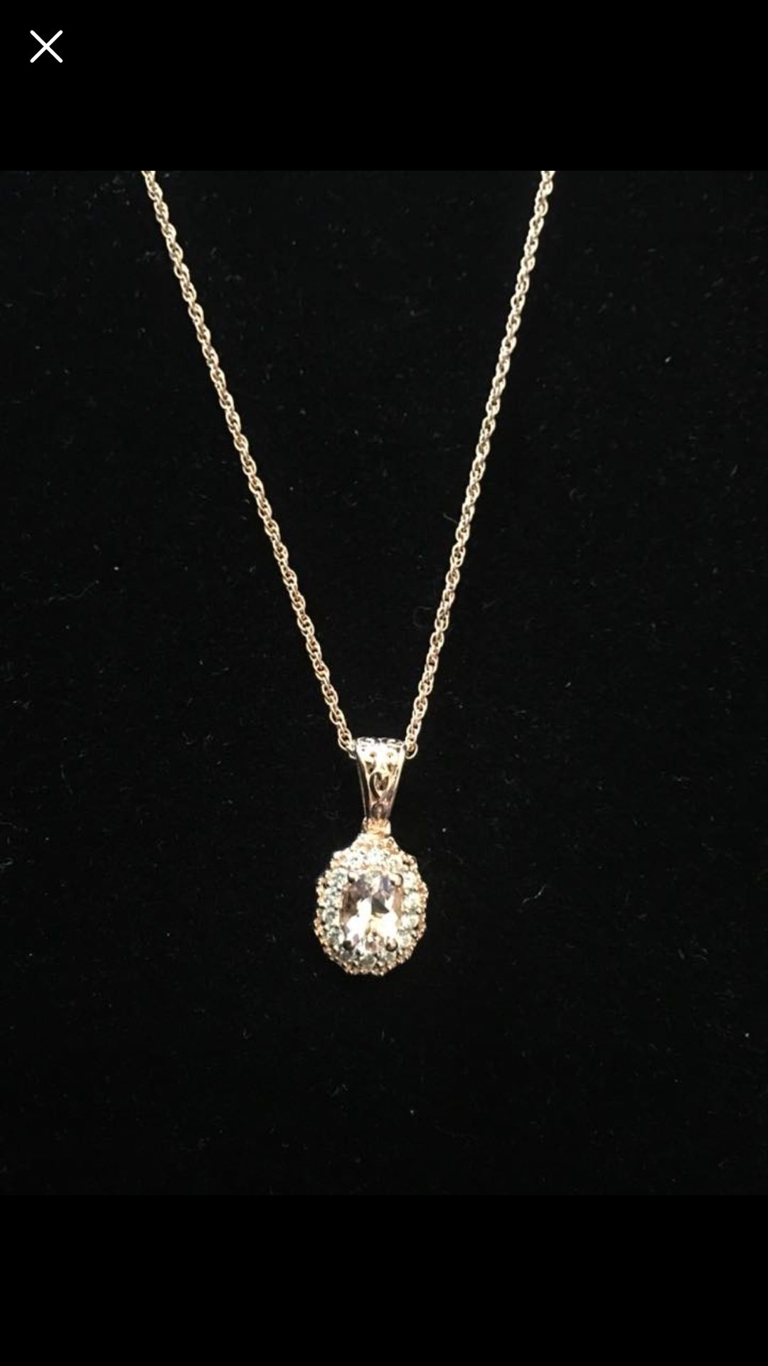 Morganite necklace - rose gold coated over sterling silver