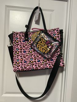 Sanrio Hello Kitty Pink Leopard Print 3 Piece Travel Tote Bag Set NWT