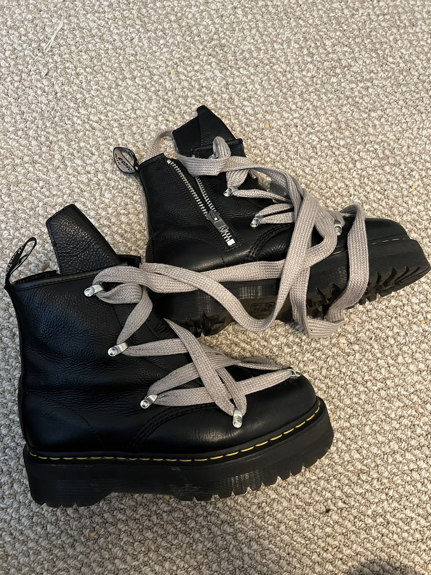 Size 9.5UK/10.5US/44 EU - Rick Owens x Doc Dr. Martens 1460 Quad Sole Pentagram Lace