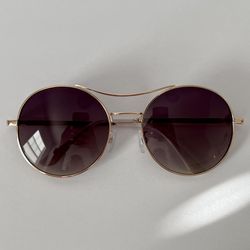 Gold Framed Aviator Sunglasses with White Accents