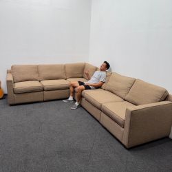 Custom Crate & Barrel Reversible Sectional Couch (5pc) - Can Deliver - Was $8k Retail - Mocha Brown