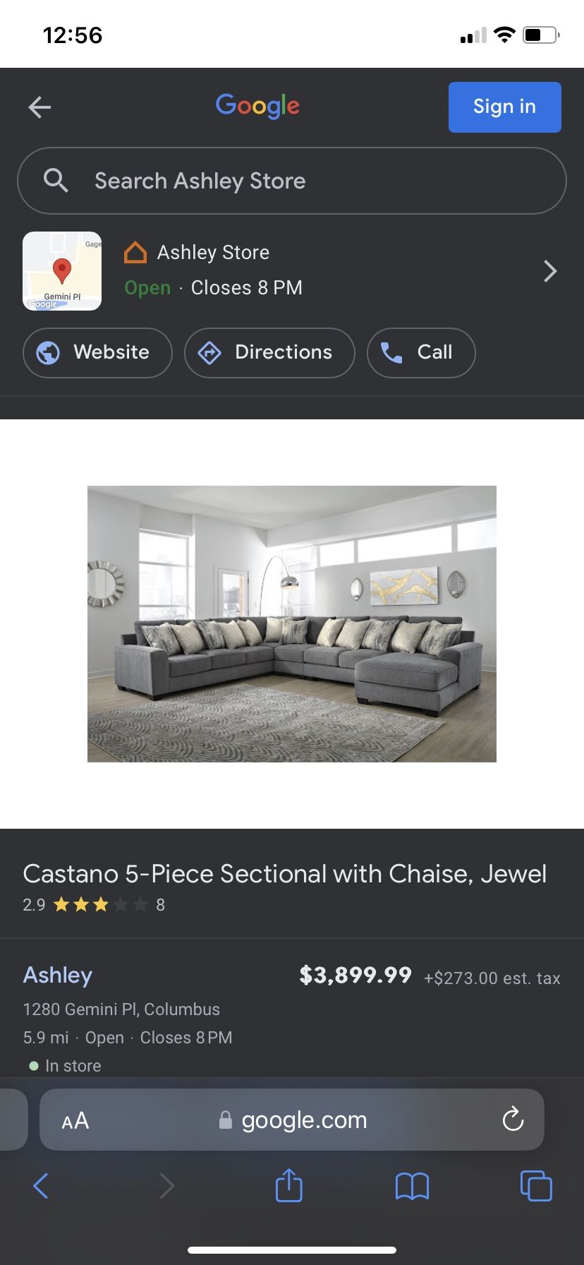 Art Van 3 Piece Sectional Sofa