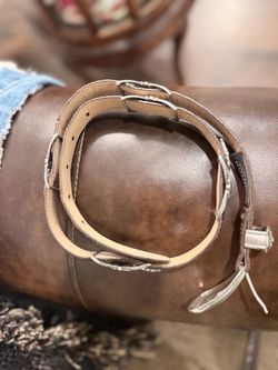 Western Brighton Belt 40388 MED Brown Leather embossed Silver tone Buckle
