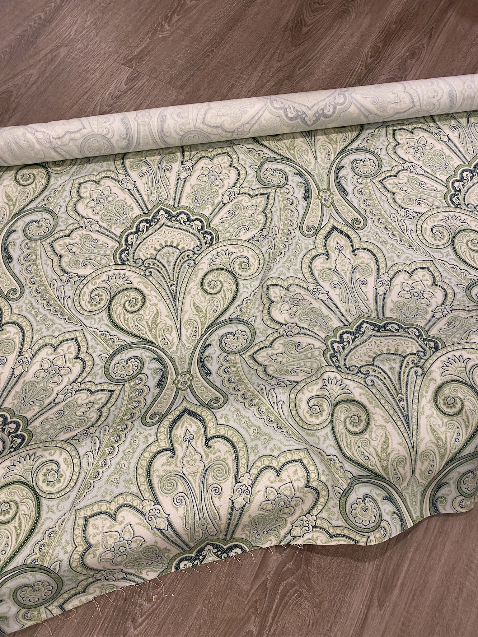 Green Paisley Pattern P/Kaufman Fabric 3.5 yards 54” wide