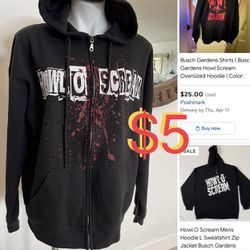 $5 unisex’s Howl O Scream Busch Garden Xl Hoodie/Jacket Black in great condition