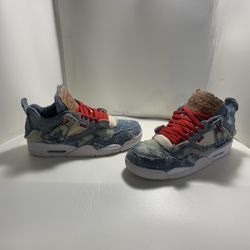 Jordan 4s Handmade Distressed Denim 10.5